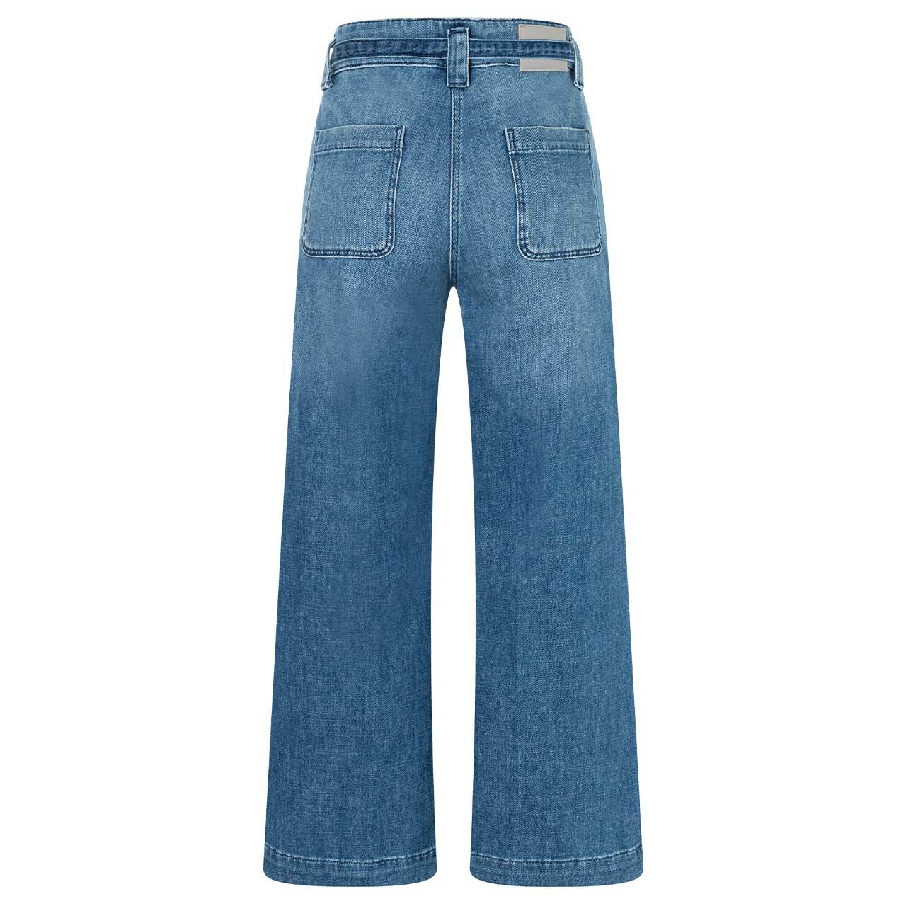 Stretch Damenjeans Sienna von MAC in Blau angewaschen, Rückansicht