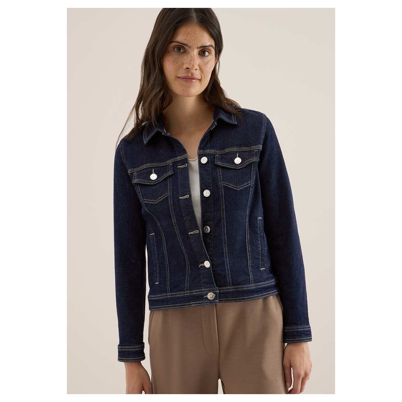 Damen Jeansjacke von Cecil in Dunkelblau, Vorderansicht