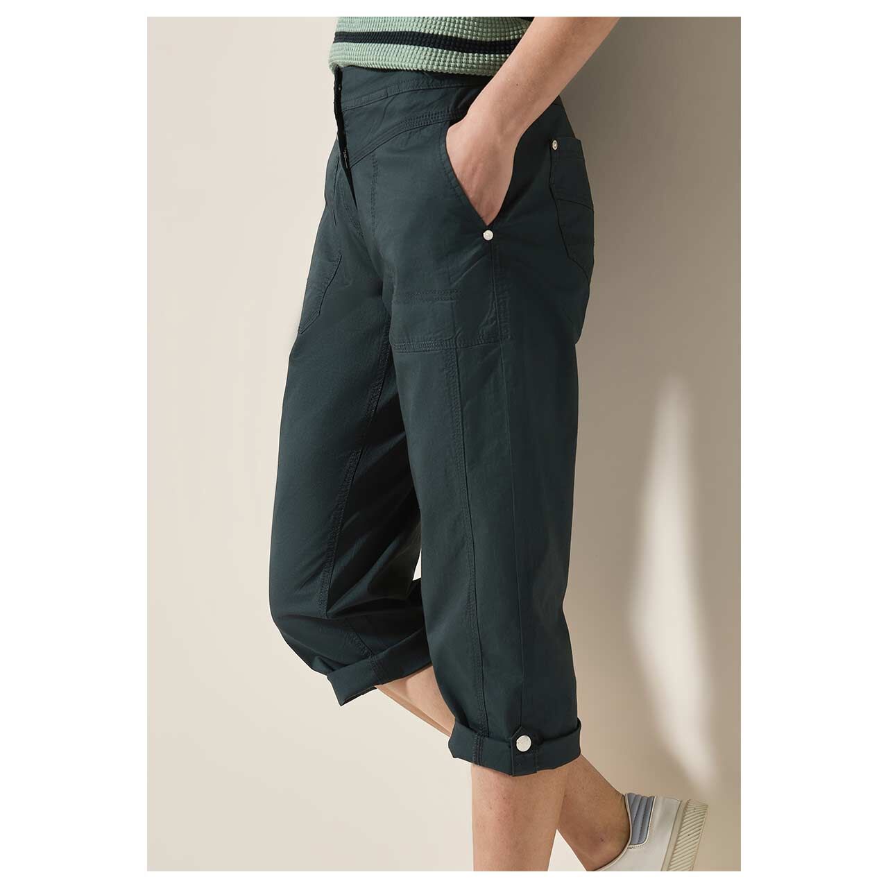 Cecil New York Capri Papertouch 3/4 Baumwollhose slate khaki