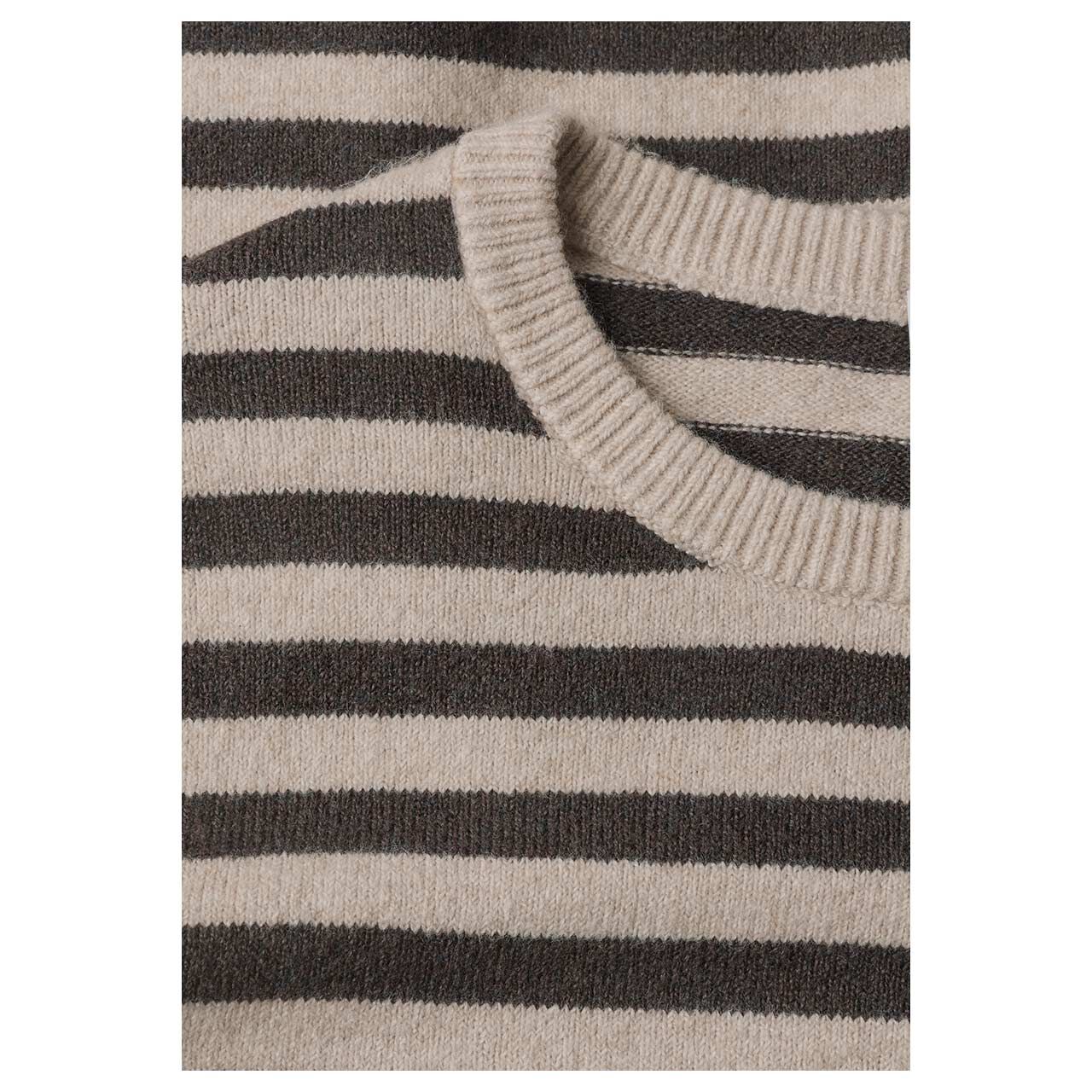 Street One Damen Kurzarm Pullover Cosy Sweater clay sand stripes
