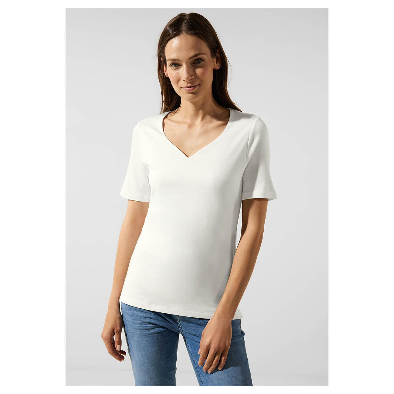 Street One Heart Neckline T-Shirt off white