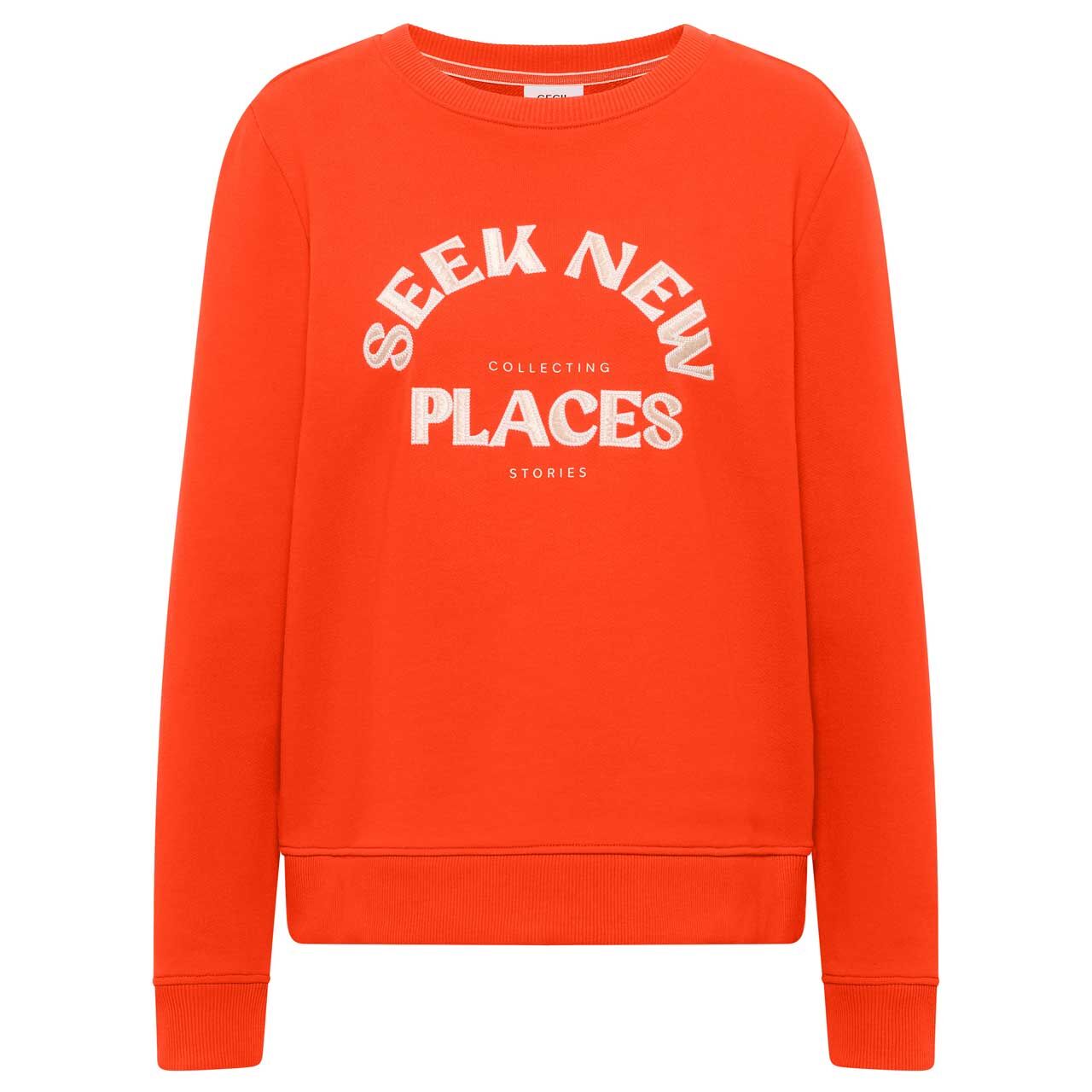 Cecil Damen Sweatshirt Embroidery cherry tomato orange