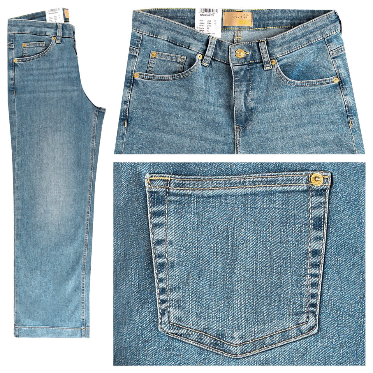MAC Jeans Rich Culotte für Damen in Hellblau angewaschen, FarbNr.: D413
