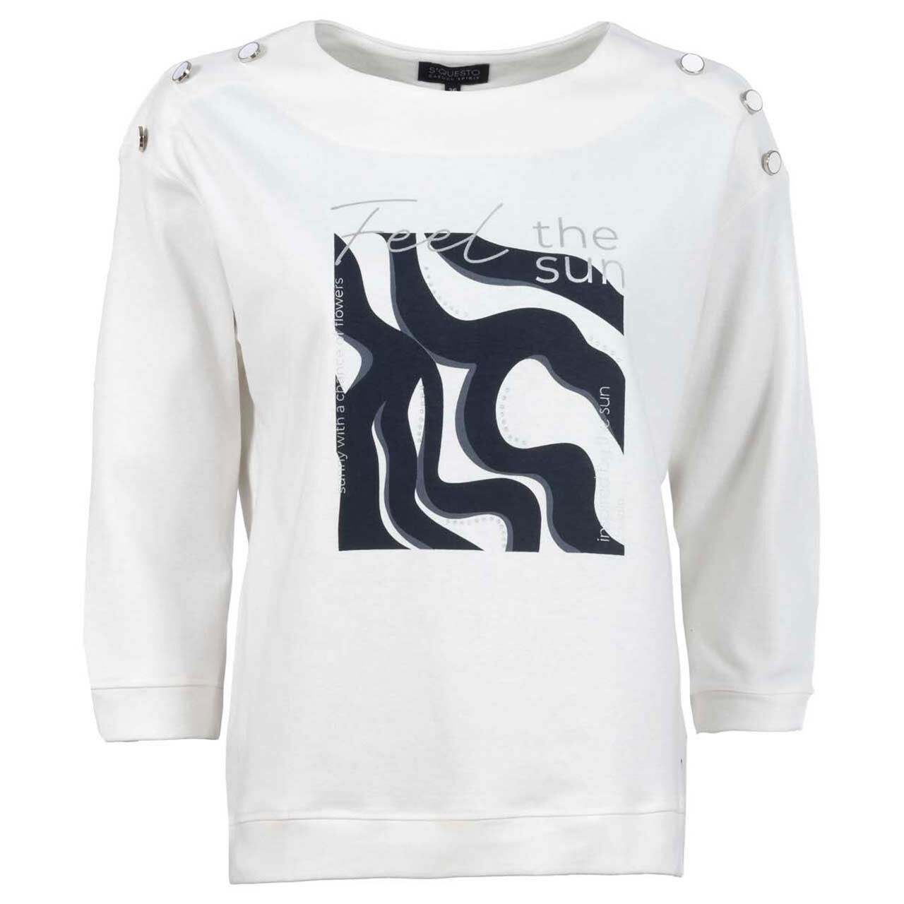 Soquesto Damen 3/4 Arm Sweatshirt off white print