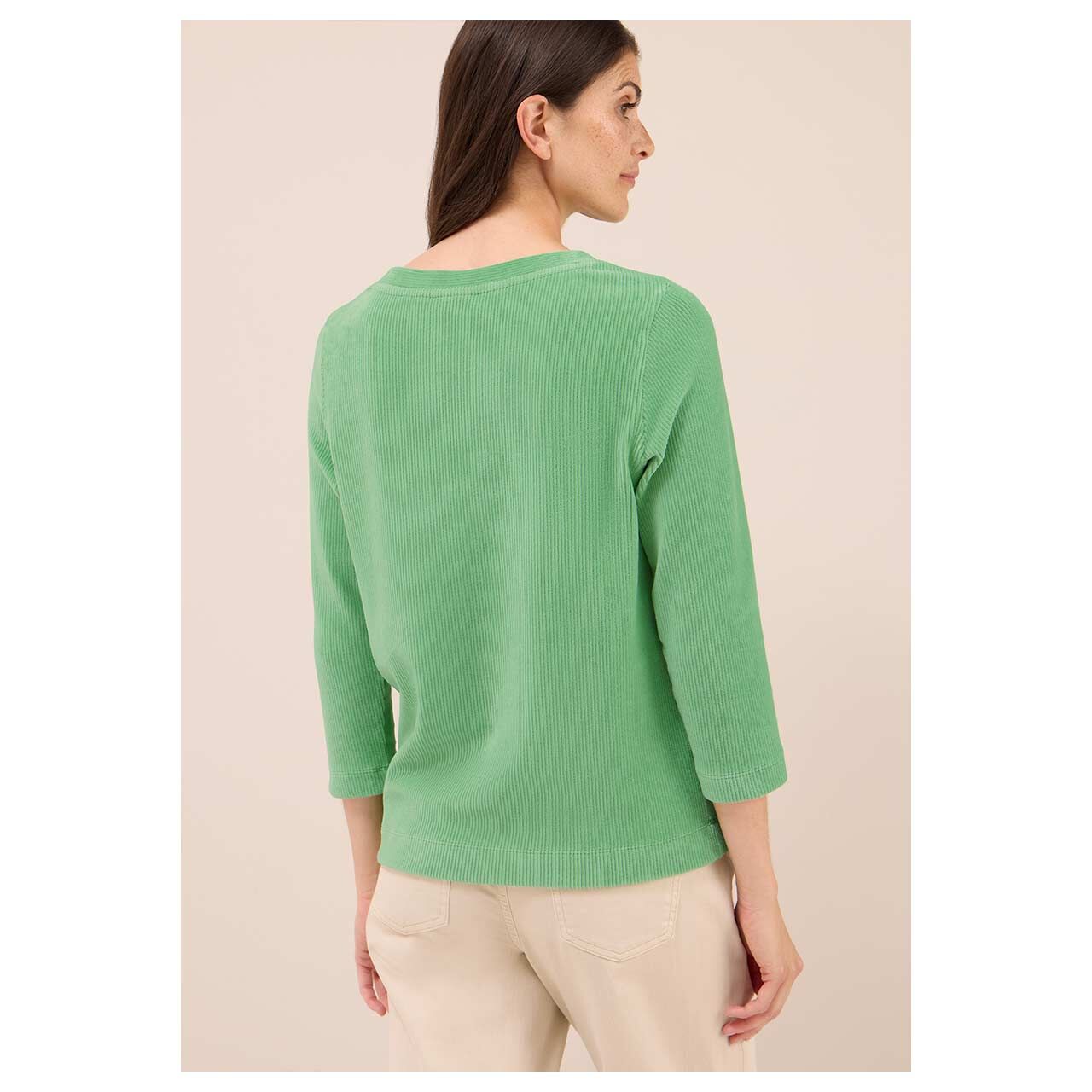 Damen 3/4 Arm Shirt Cord von Cecil in Grün, Rückansicht am Model