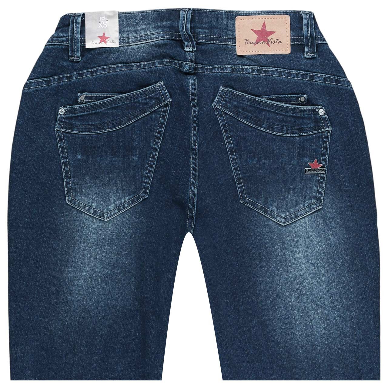 Damenjeans Malibu Stretch Denim von Buena Vista in Dunkelblau angewaschen, detaillierte Rückansicht