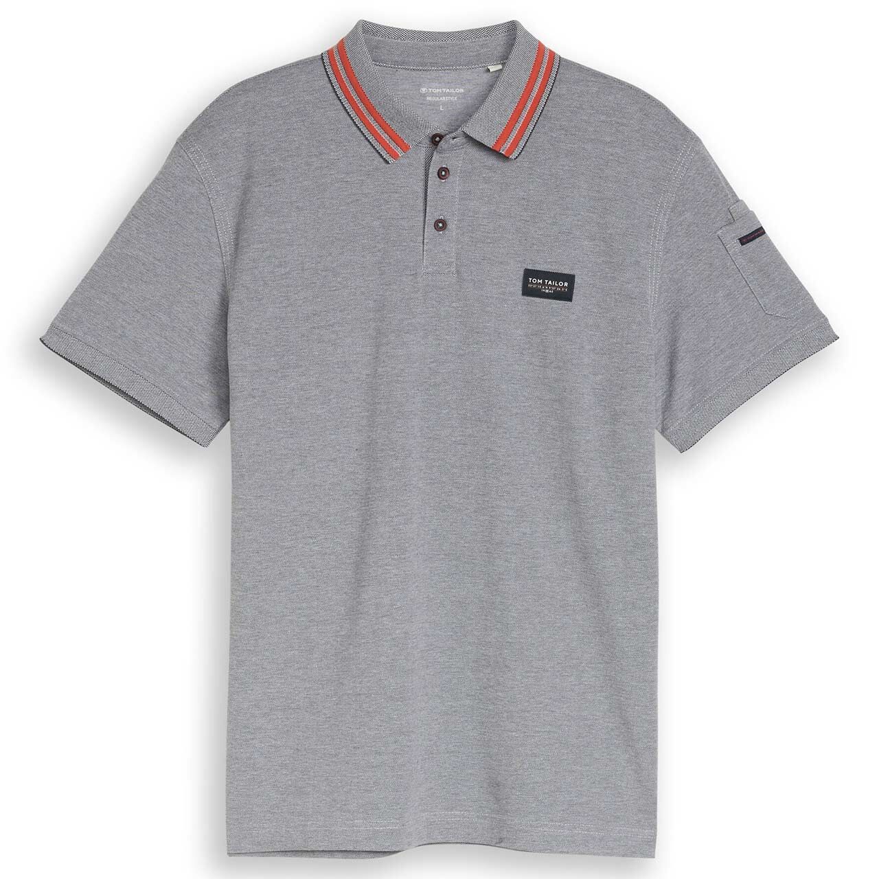 Tom Tailor Herren Piqué Poloshirt tarmac grey white two tone