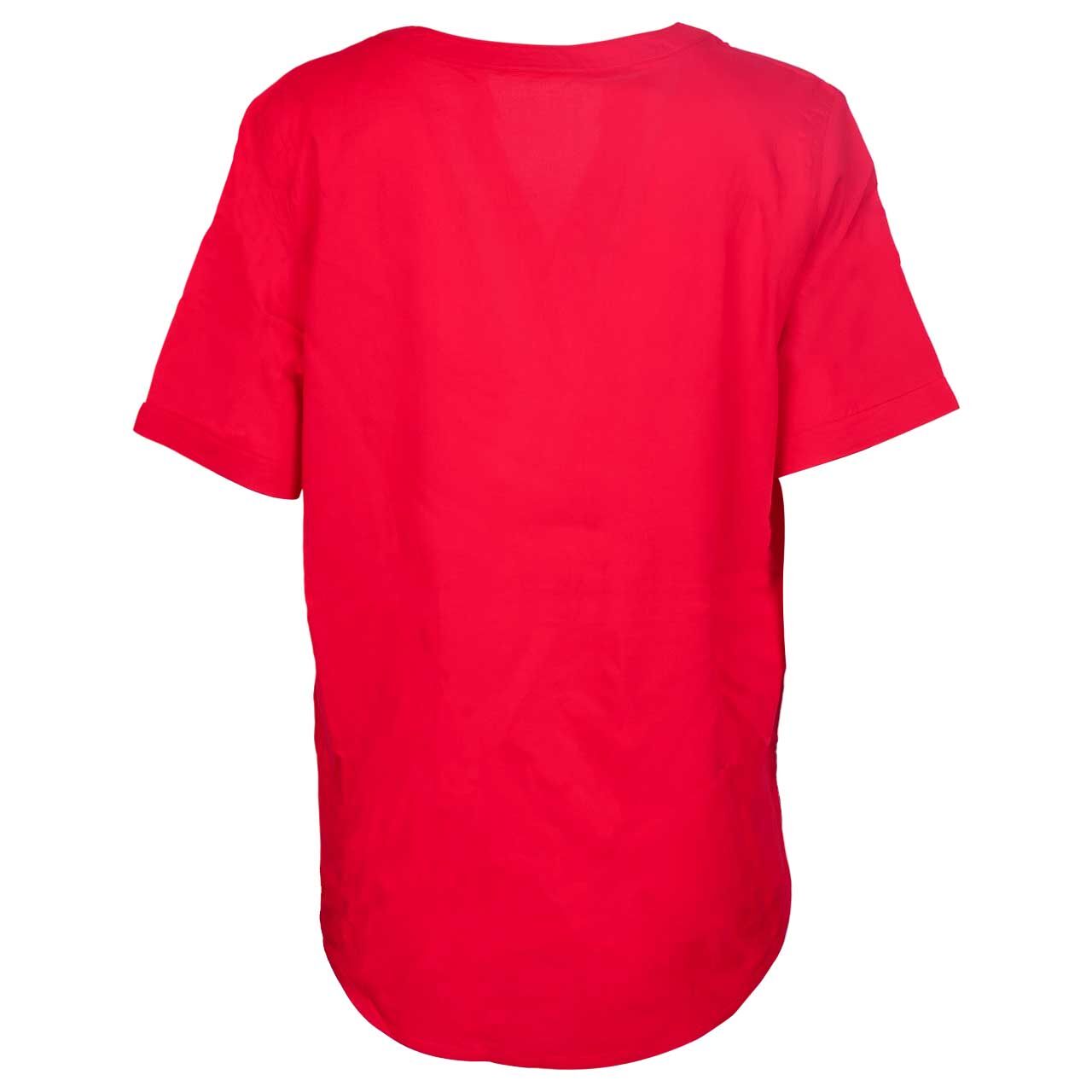 Damen Kurzarm Bluse Splitneck Turn-Up von Street One in Rot, Rückansicht