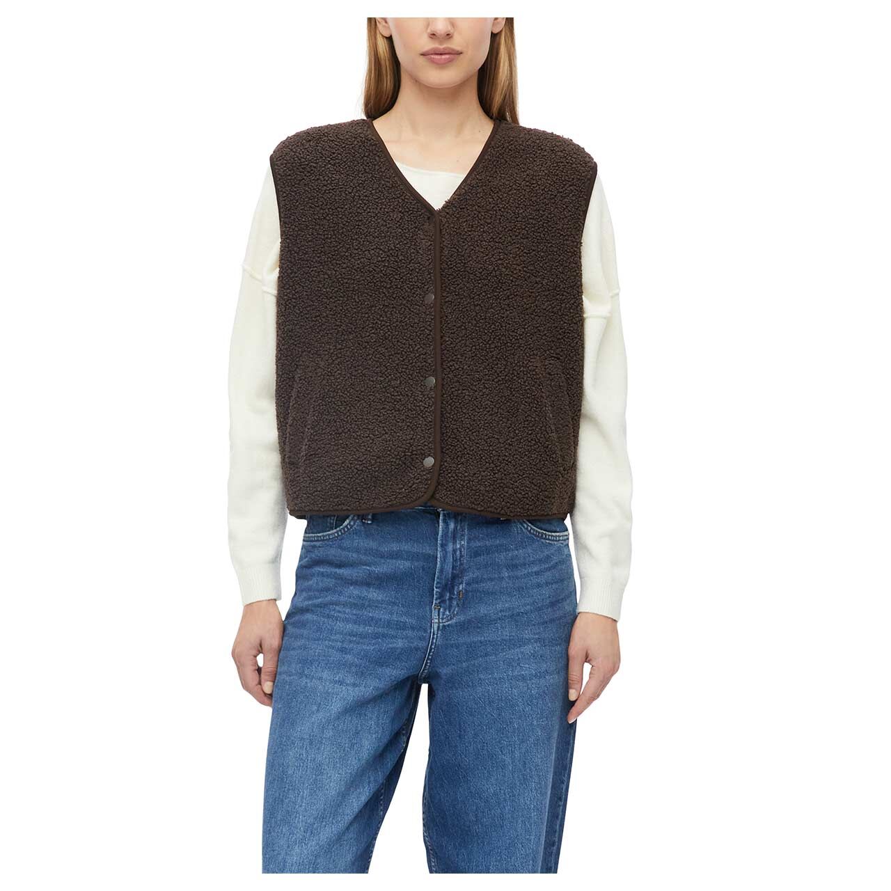 Damen Teddy Weste von s.Oliver in Dunkelbraun, Vorderansicht am Model