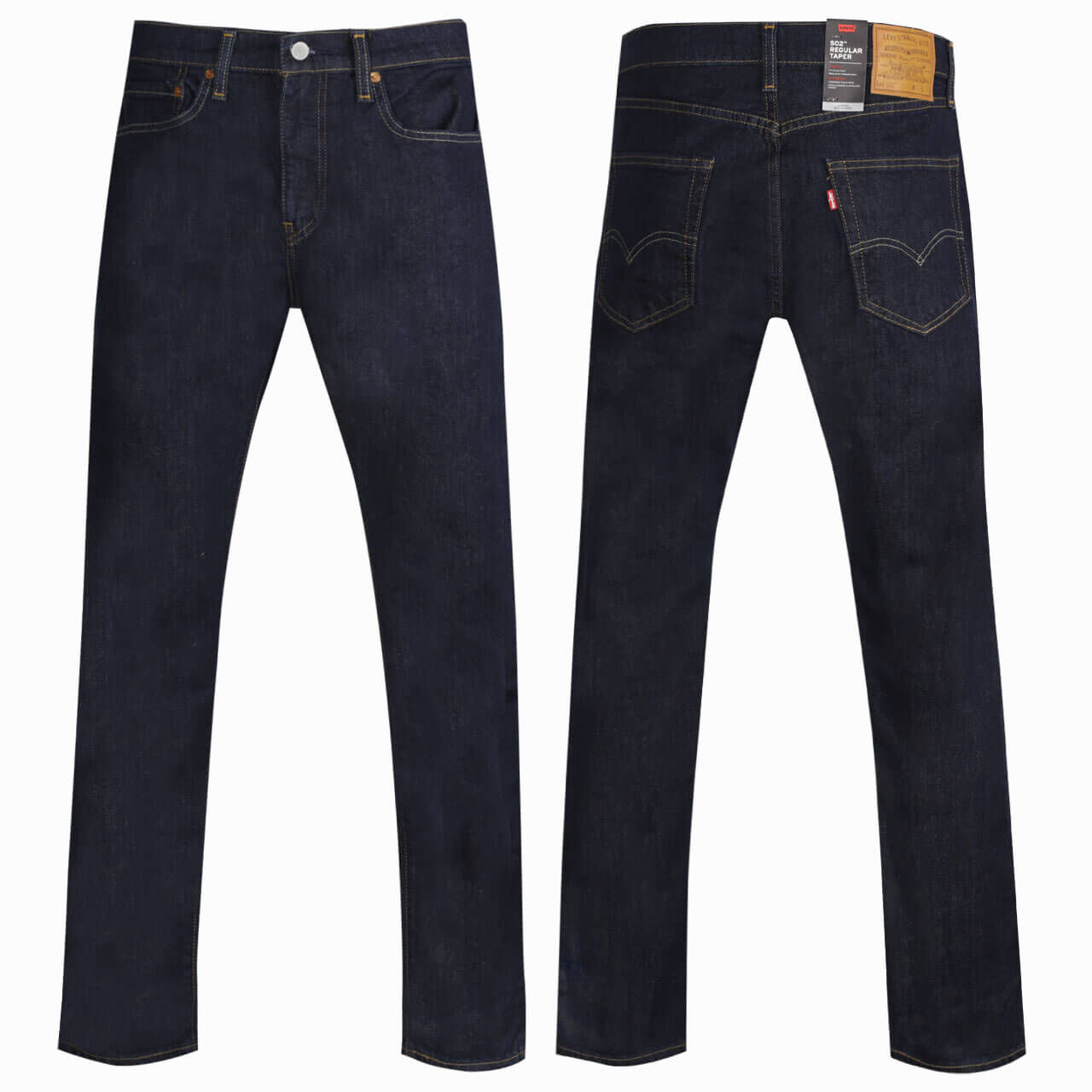 levis-jeans-regular-502-darkblue-0280-combi Herren Jeans 502 von Levi's® in Dunkelblau, Vorder- und Rückansicht