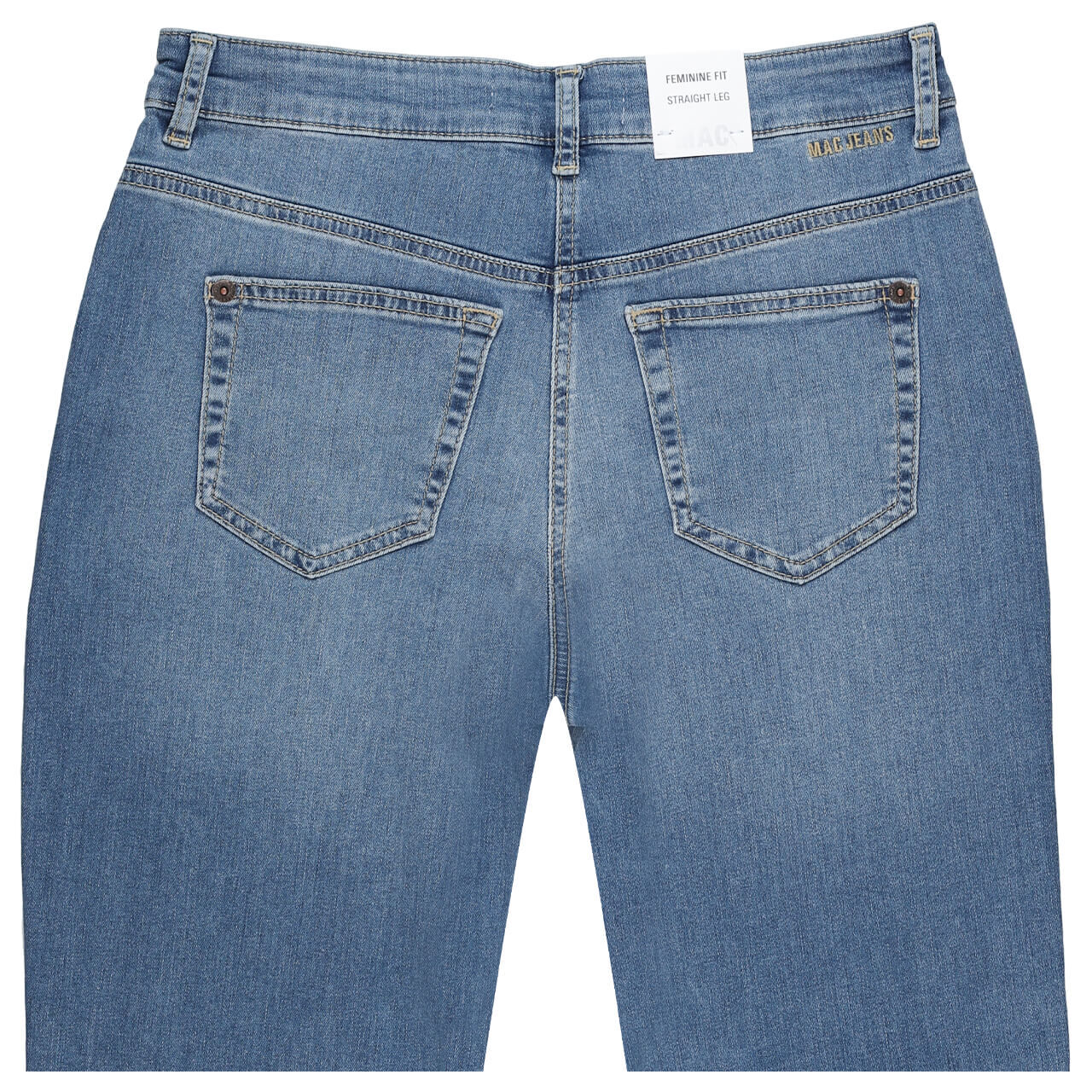 Stretch Damenjeans Stella von MAC in Blau angewaschen, detaillierte Rückansicht
