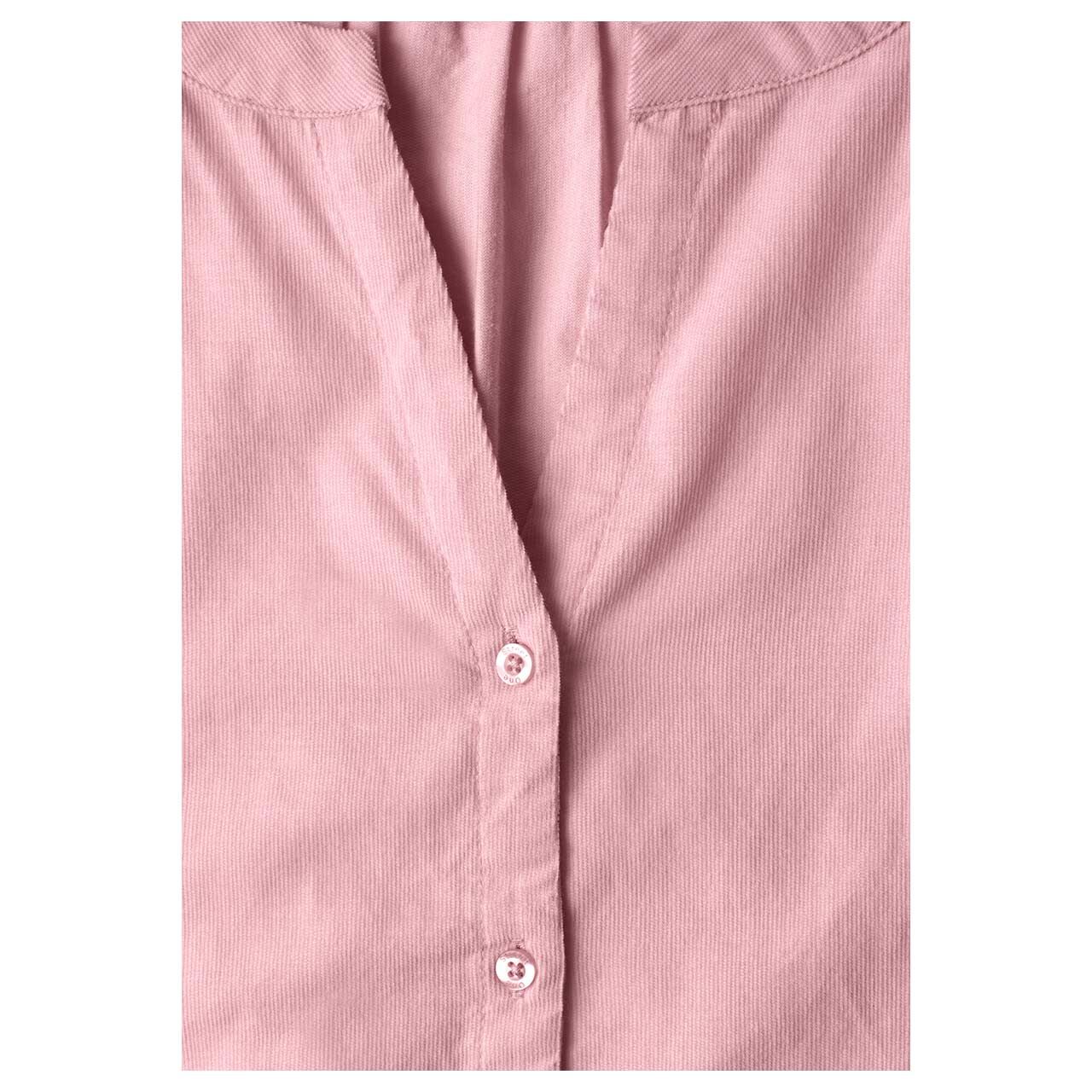 Street One Damen 3/4 Arm Cord Bluse Corduroy Splitneck vintage blush