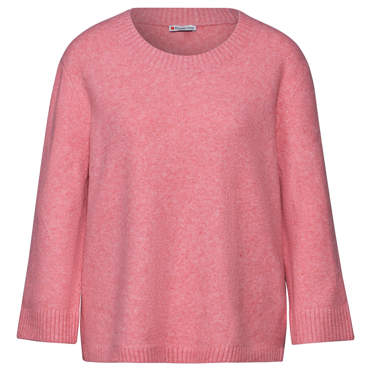 Street One Damen 3/4 Arm Pullover Cosy Round Neck Sweater sugar coral melange Street One Damen 3/4 Arm Pullover Cosy Round Neck Sweater sugar coral melange