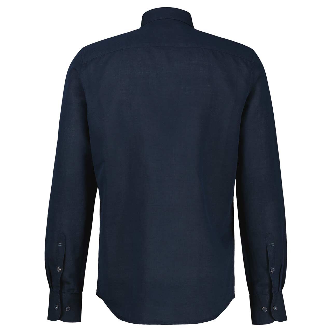 Herren Leinen Langarm Hemd von Lerros in Dunkelblau, Rückansicht