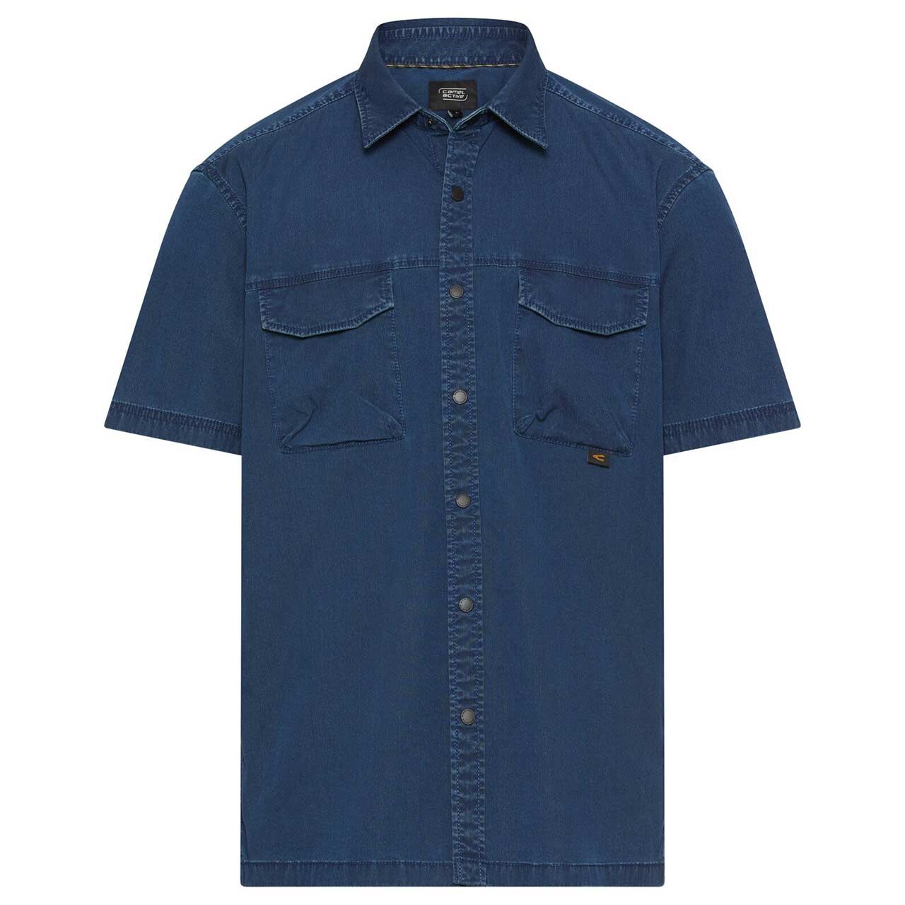 Camel active Herren 1/2 Arm Hemd indigo blue denim look