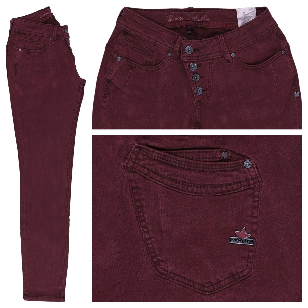 Buena Vista Malibu Cropped Jacquard Twill Ankle Baumwollhose bordeaux Buena Vista Malibu Cropped Jacquard Twill Ankle Baumwollhose bordeaux