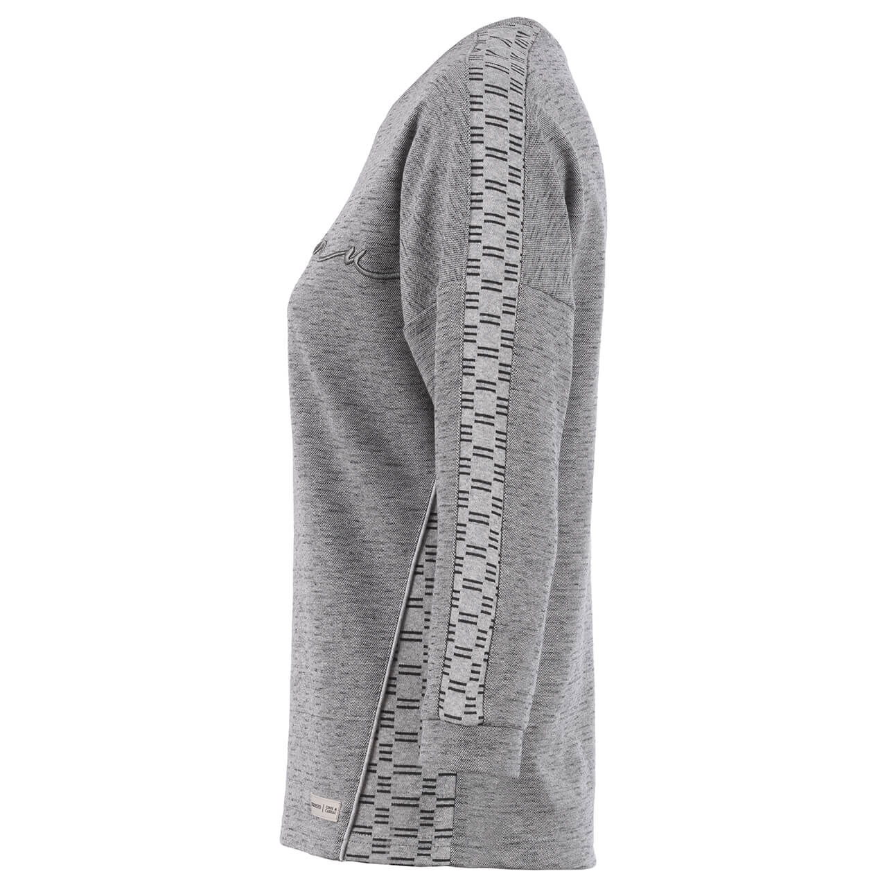 Soquesto Damen 3/4 Arm Sweatshirt black grey melange