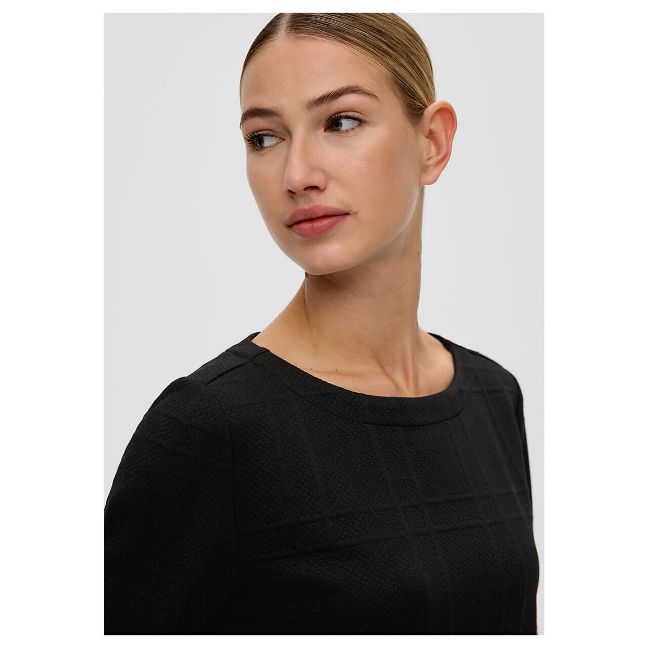 s.Oliver Damen Langarm Kleid black structured