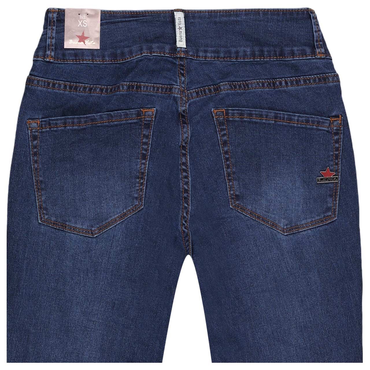 Stretch Denim Jeans Tummyless von Buena Vista in Blau angewaschen, detaillierte Rückansicht