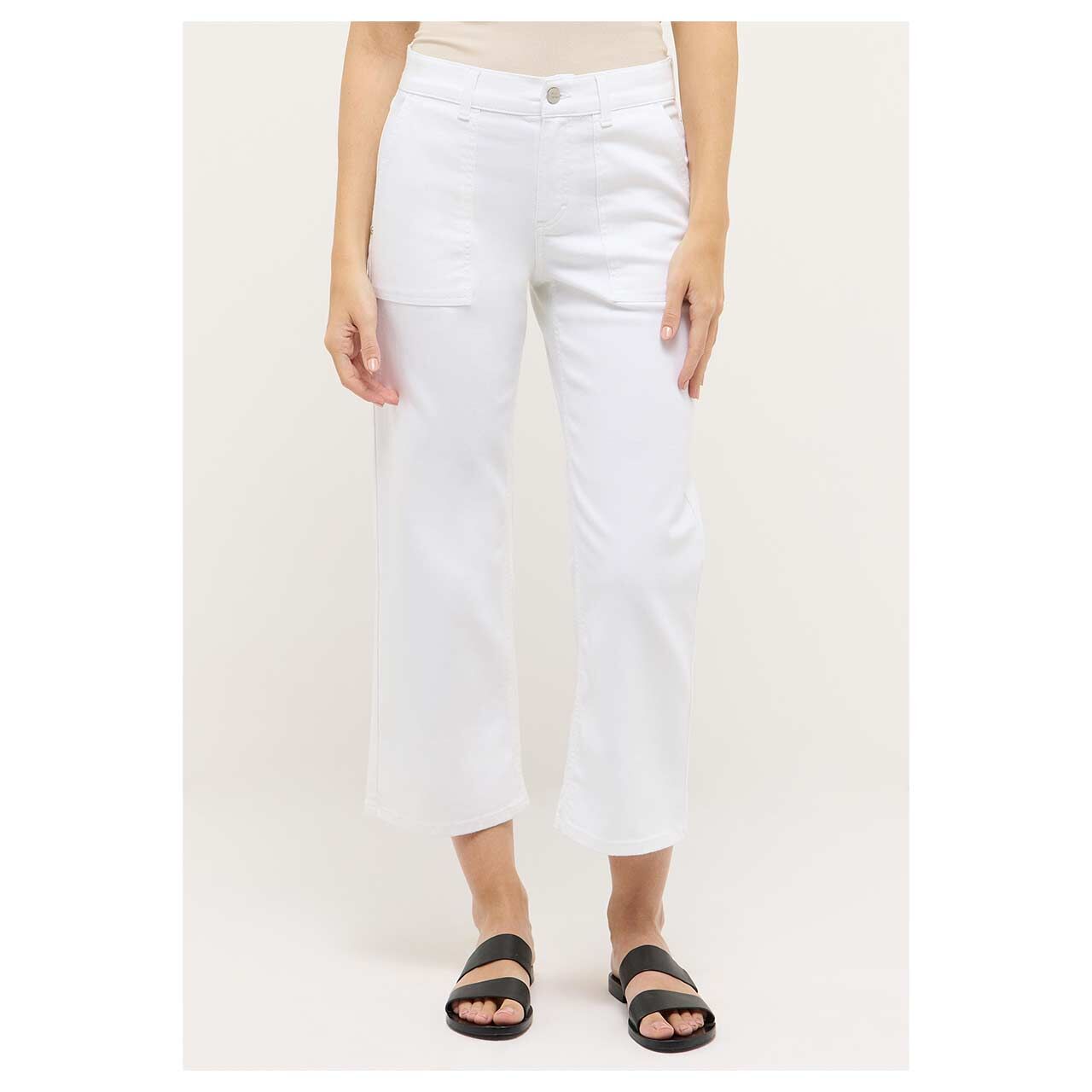 Stretch Damen 3/4 Jeans Linn Urban von Angels in Weiß, Vorderansicht am Model