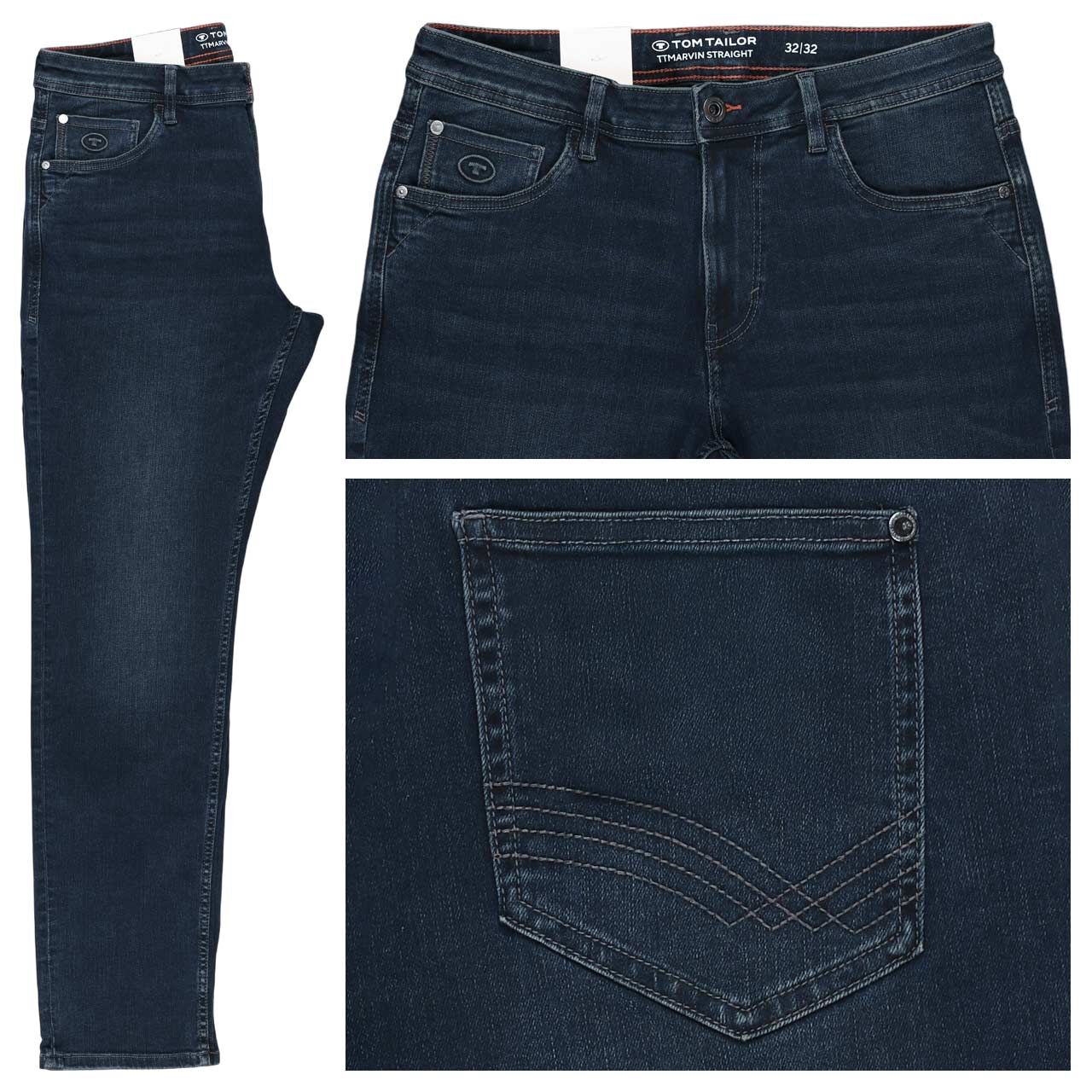 Herrenjeans Marvin von Tom Tailor in Dunkelblau angewaschen mit der Farbnummer 10173, Vorderansicht