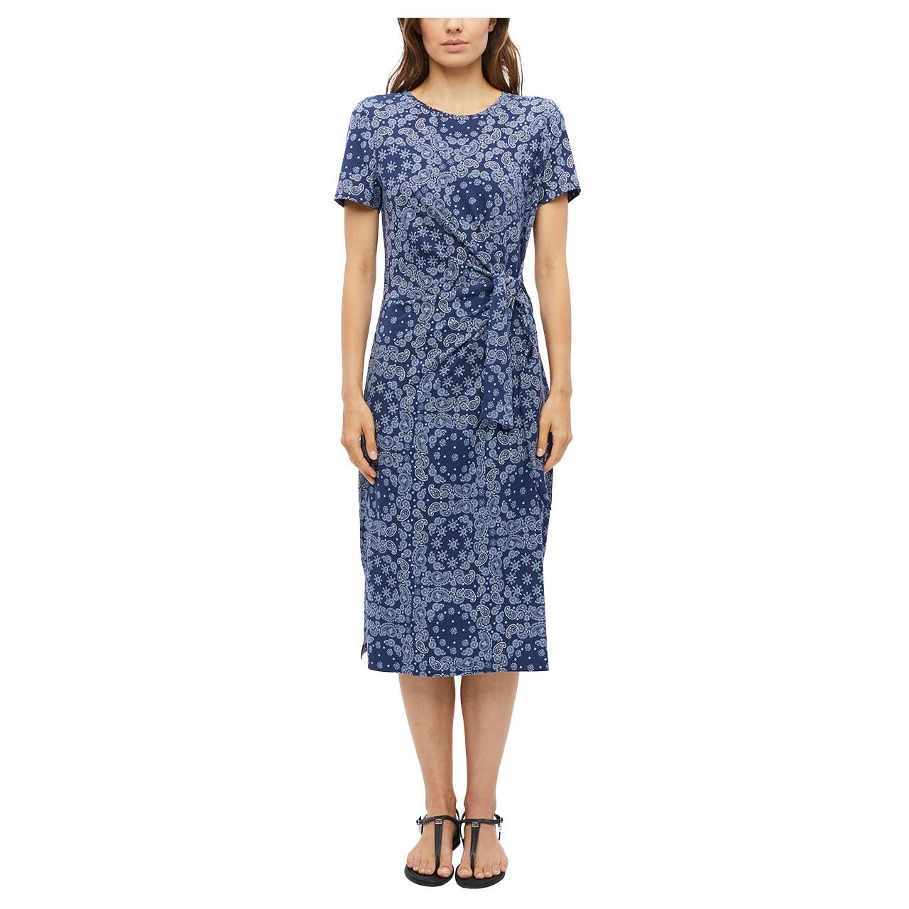 Damen Kurzarm Kleid von s.Oliver in Dunkelblau mit Print, Vorderansicht am Modell