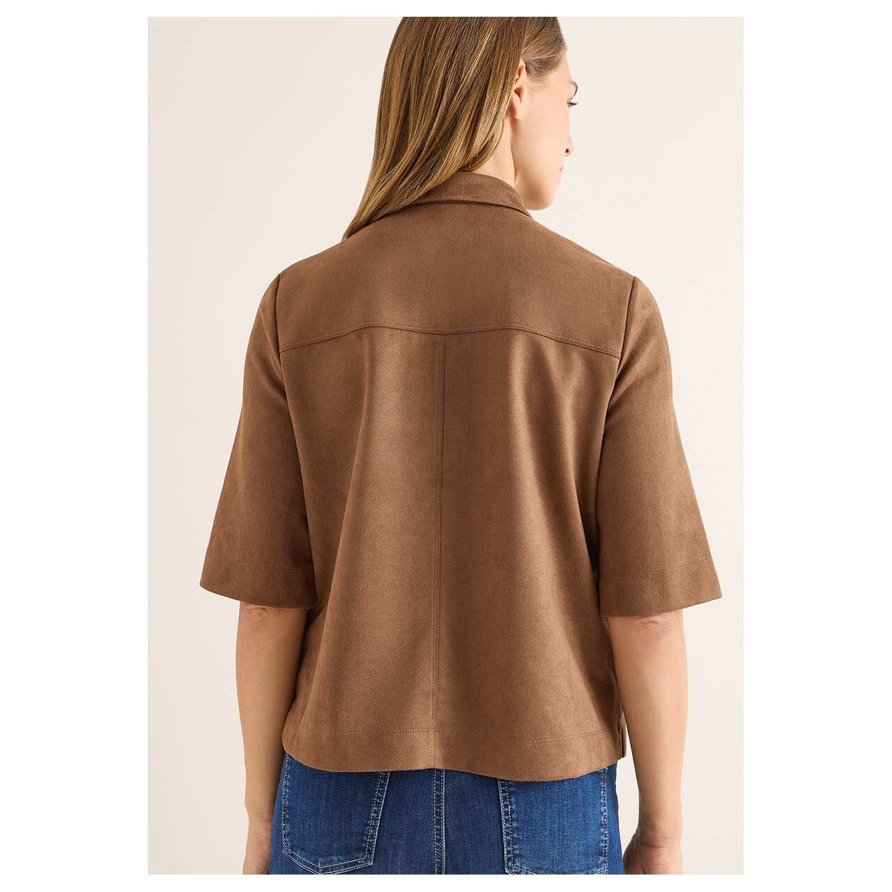 Damen Damen 3/4 Arm Bluse Velours von Cecil in Braun, Rückansicht am Model