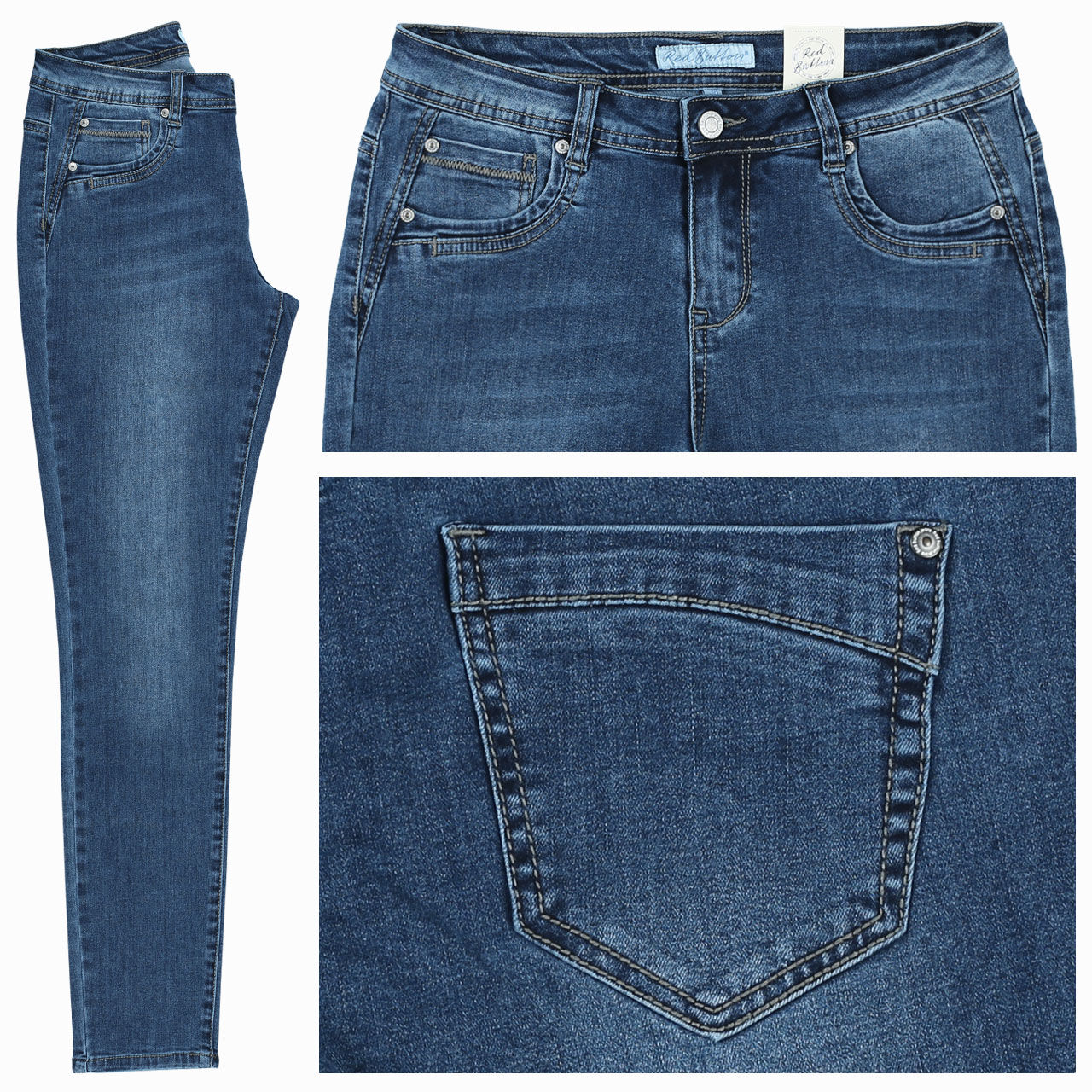 redbutton-jeans-jimmy-midstoneused-srb3300 Red Button Jimmy Jeans für Damen in Dunkelblau verwaschen