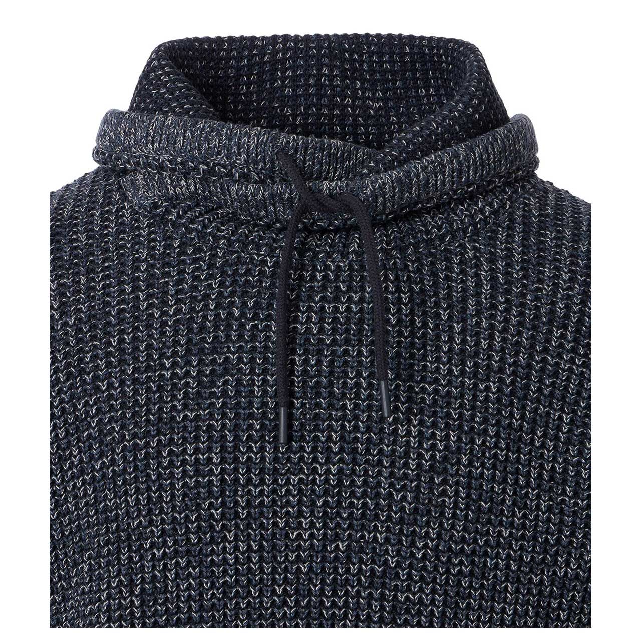 Herren Pullover Snood von Casa Moda in Dunkelblau meliert, Detailansicht vorne