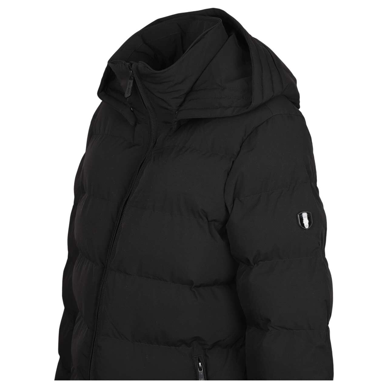 Damen Jacke Goldmine Extra Long von Wellensteyn in Schwarz, detaillierte Seitenansicht