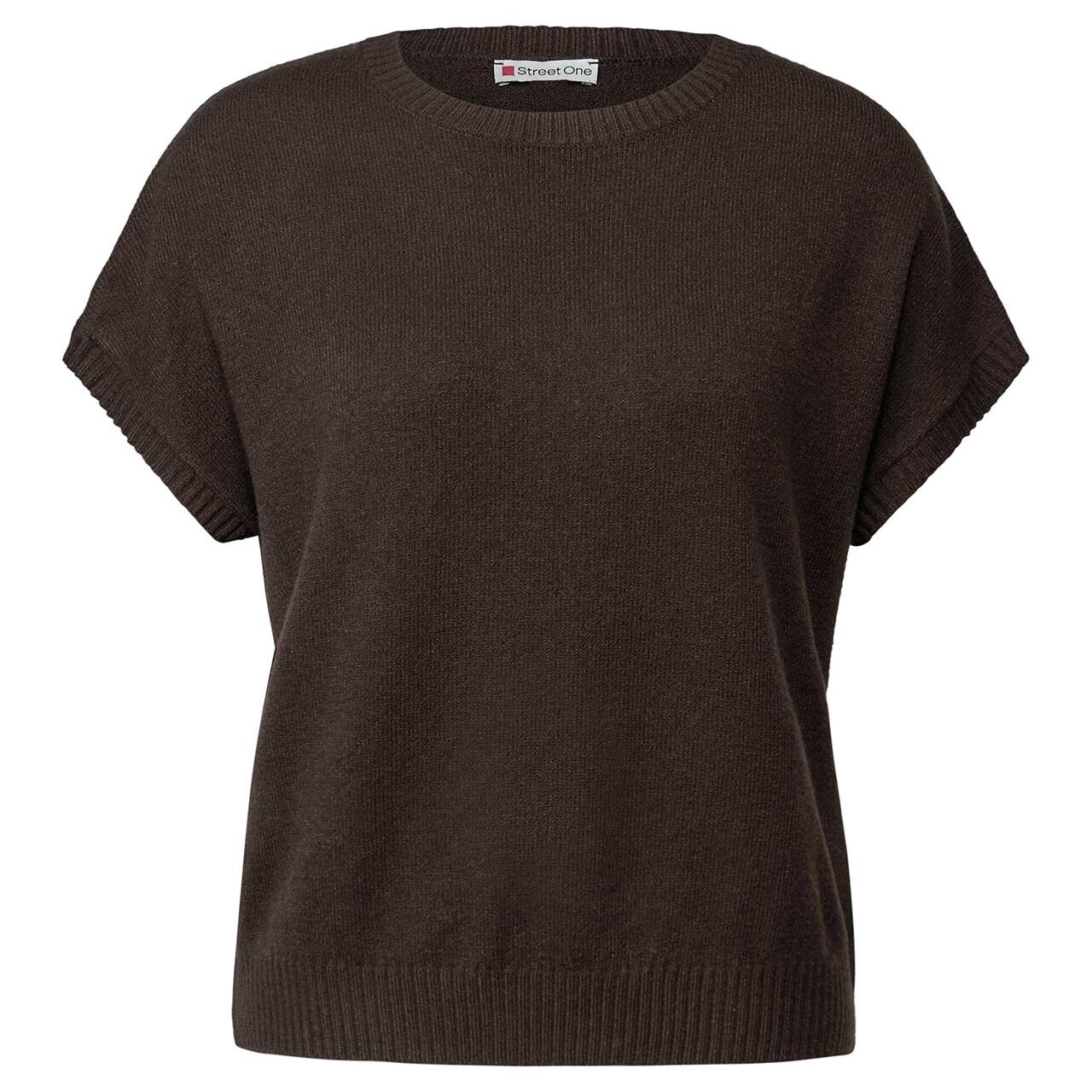 Street One Damen Kurzarm Sweater Cosy deep roast brown