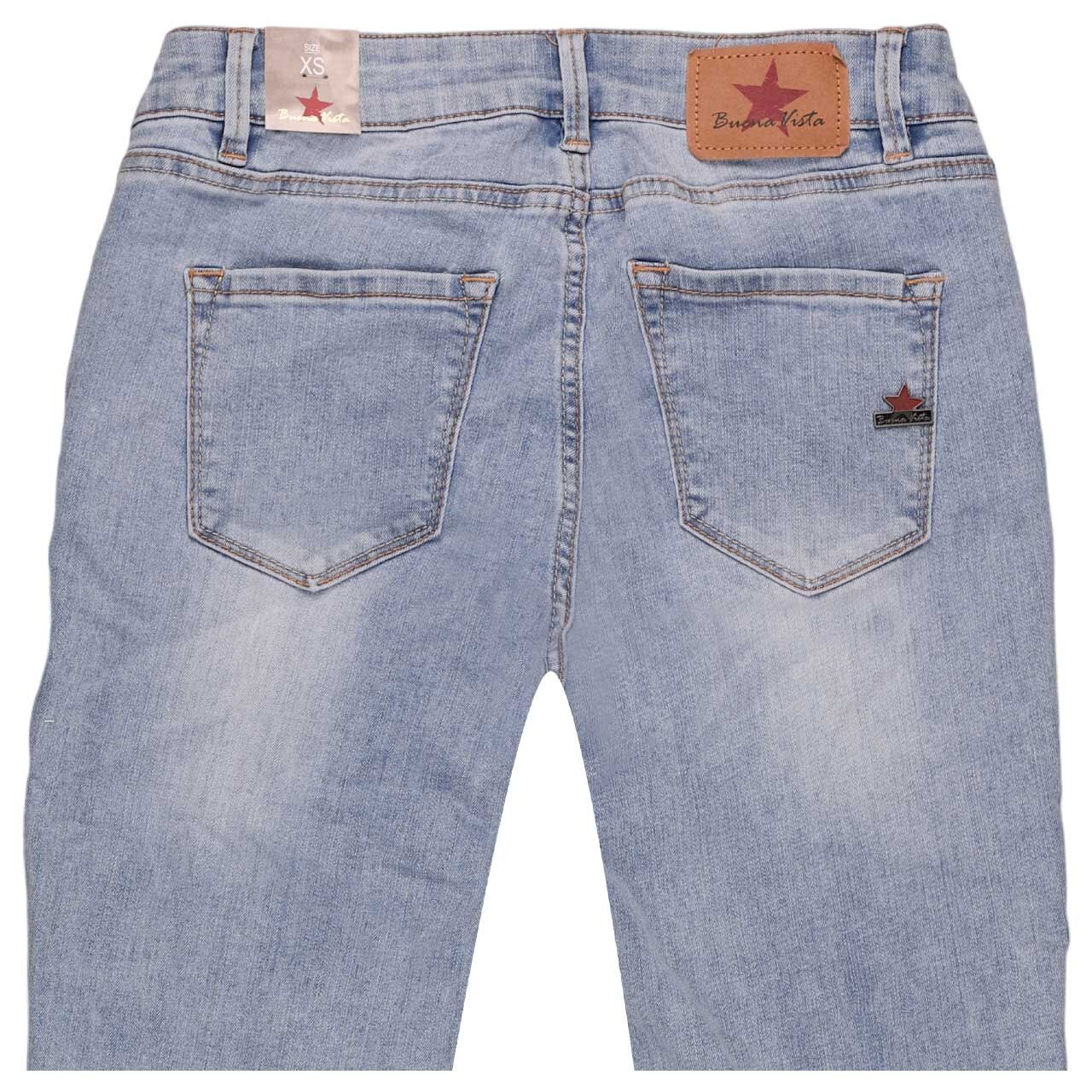 Damen Jeans Italy V 7/8 Stretch Denim von Buena Vista in Hellblau verwaschen, detaillierte Rückansicht