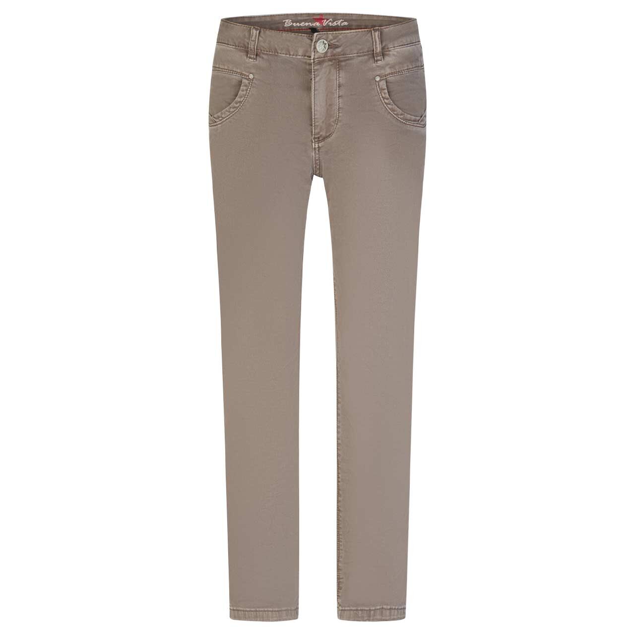 Damen Ankle Baumwollhose Anna C Straight Cropped Stretch Twill von Buena Vista in Grau, Vorderansicht