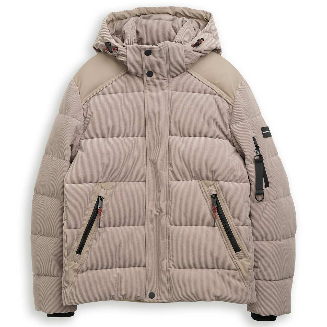 Tom Tailor Herren Cord Jacke Hooded Texture Mix Puffer Jacket driftwood taupe