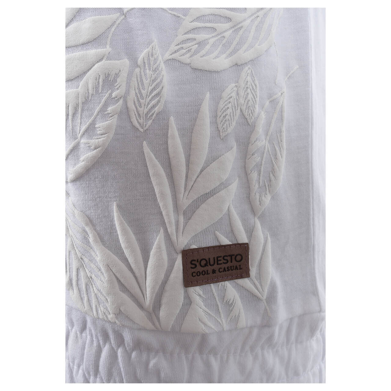 Soquesto Damen T-Shirt shiny white leaf