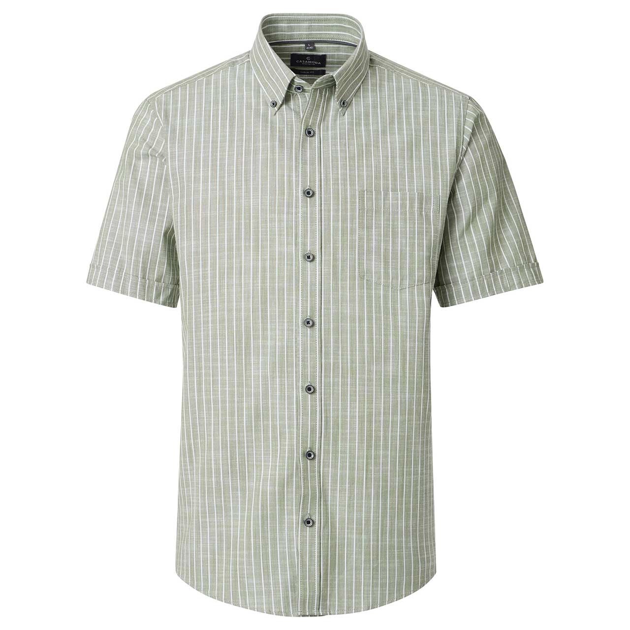 Casa Moda Herren 1/2 Arm Hemd green white stripes