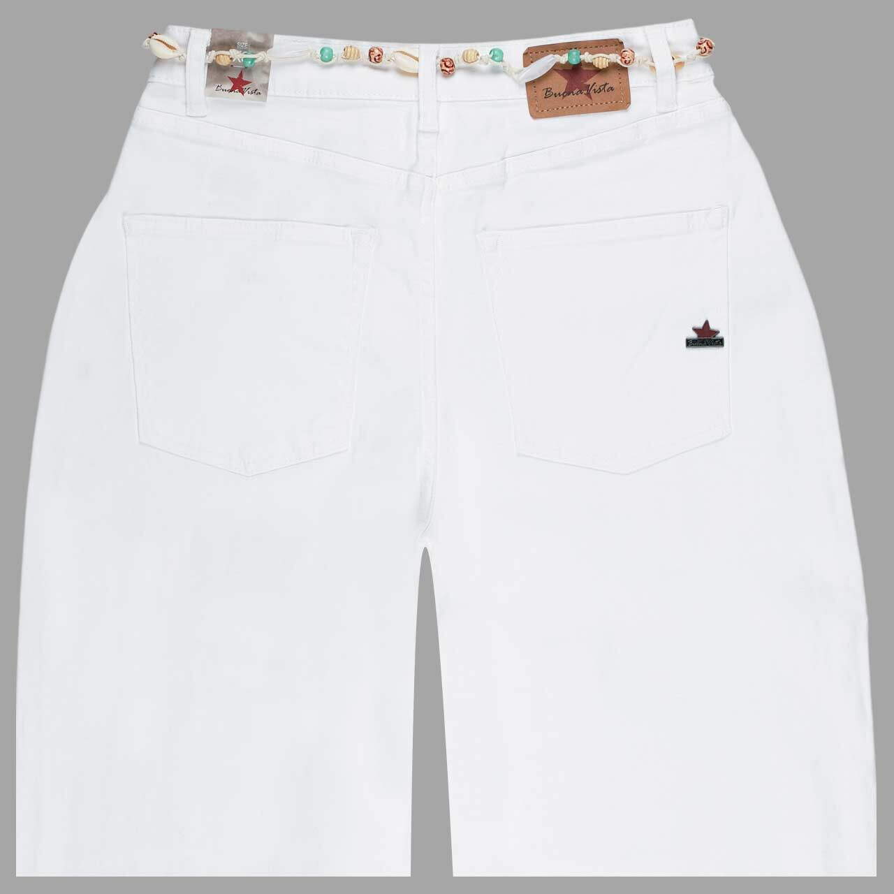 Damenjeans Relaxed Barrel Structure Denim von Buena Vista in Cremeweiß, detaillierte Rückansicht