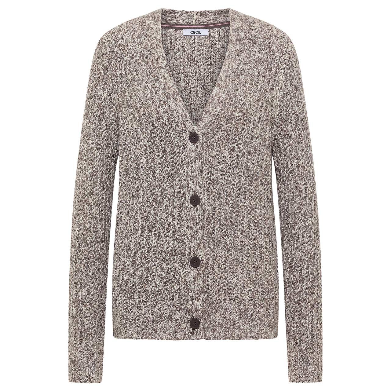 Cecil Damen Strickjacke Chunky Two Tone Cardigan mushroom taupe melange