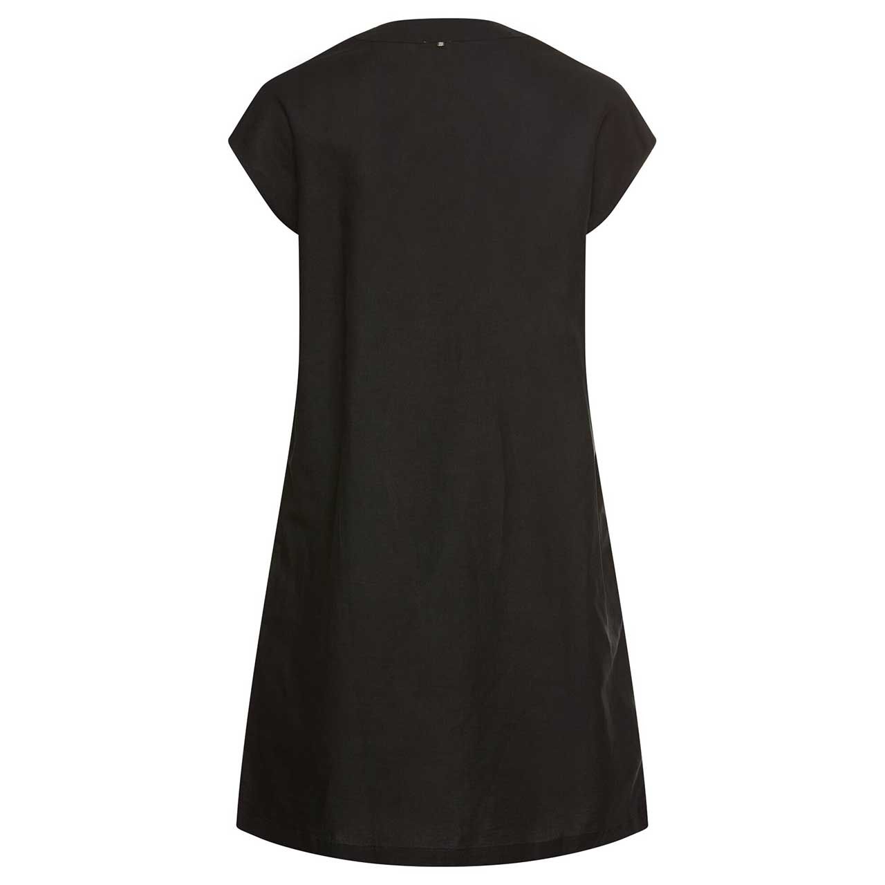 Damen Kurzarm Leinen Kleid von Camel active in Schwarz, Rückansicht