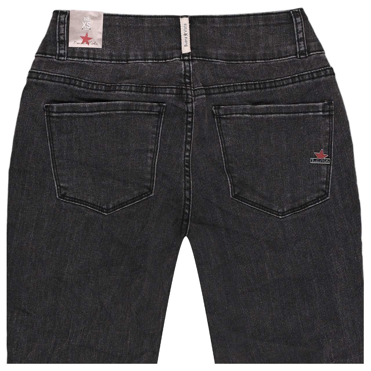 Damenjeans Tummyless Stretch Denim von Buena Vista in Schwarz verwaschen, detaillierte Rückansicht