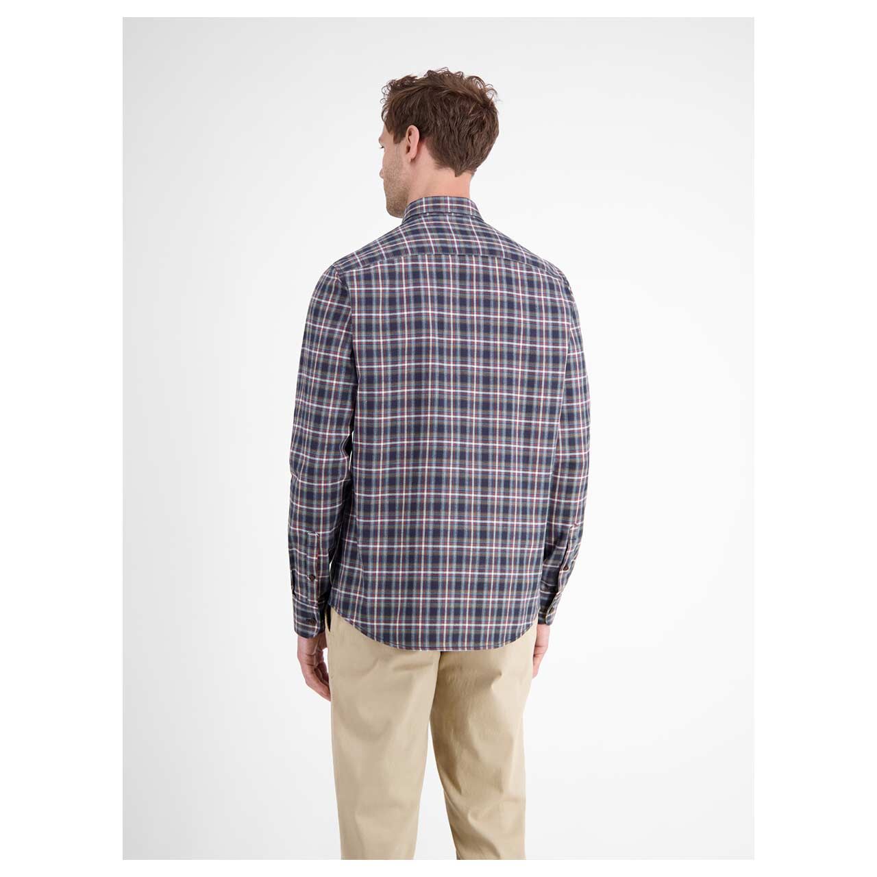 Herren Hemd von Lerros in Dunkelblau kariert, Rückansicht mit Model