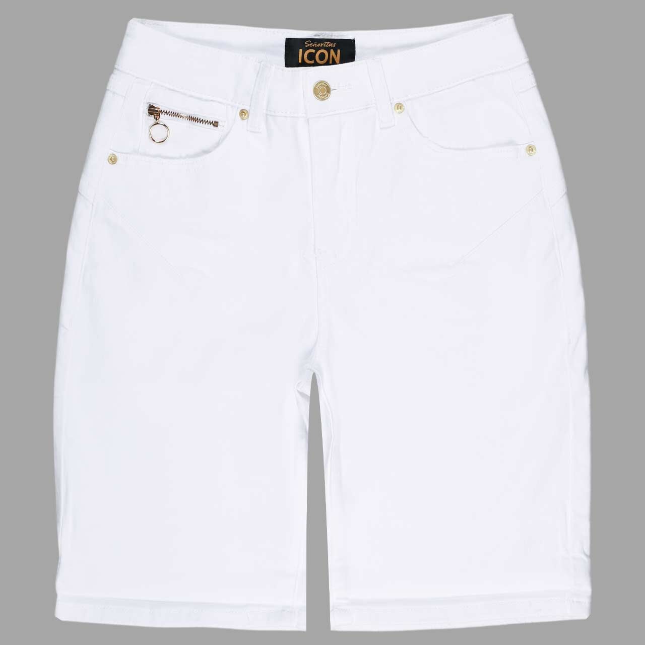 Damen Jeans Shorts California Sunrise von Senoritas Icon in Weiß, Vorderansicht