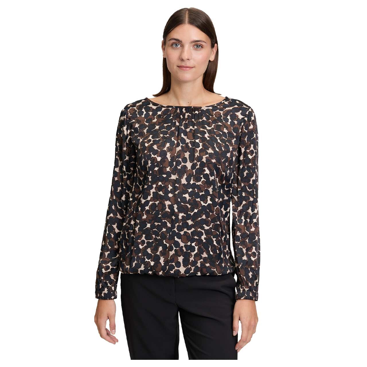 Damen Langarm Bluse von Betty Barclay in Braun, Vorderansicht am Model