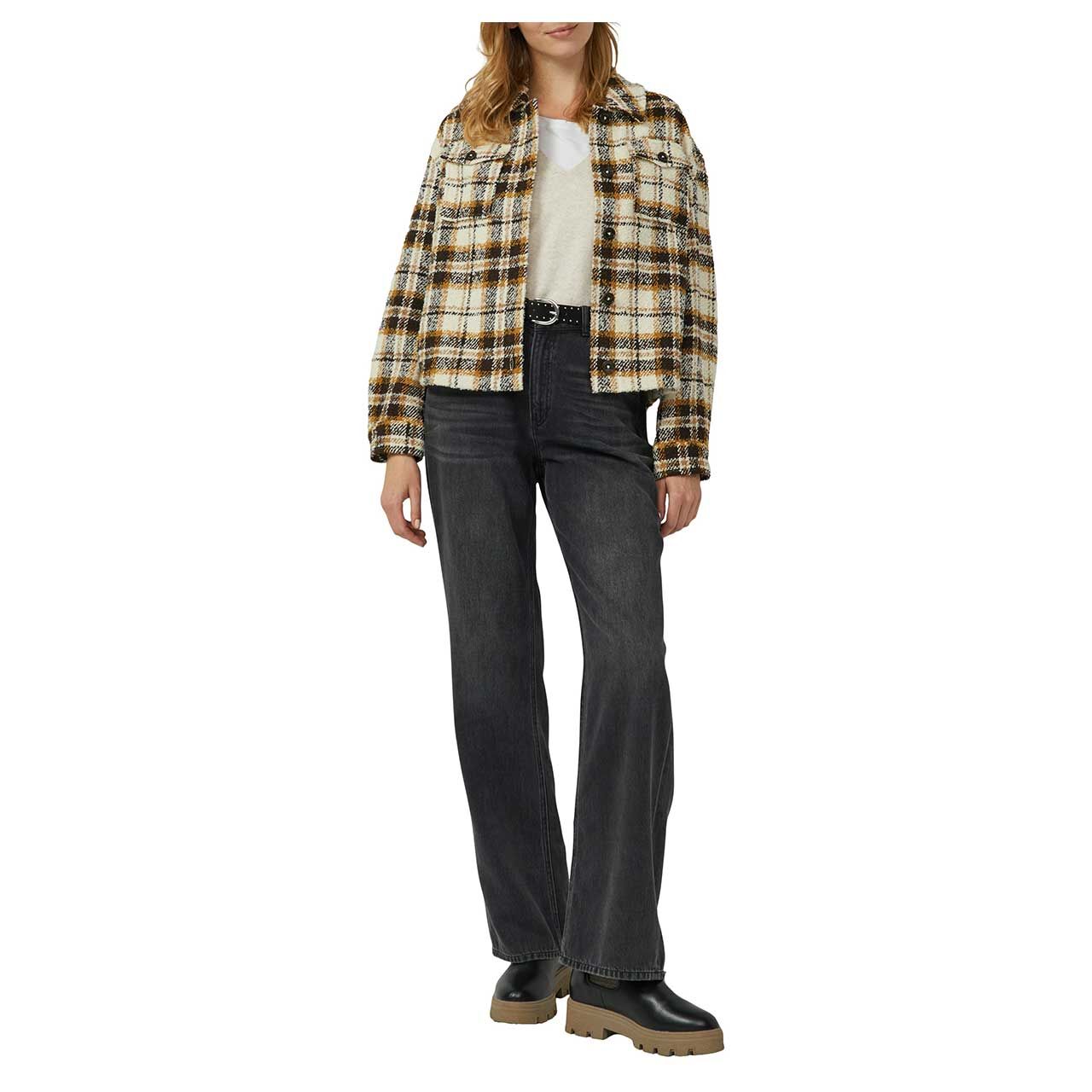 s.Oliver Damen Pullunder in Hellbeige meliert, Ganzkörperansicht am Model