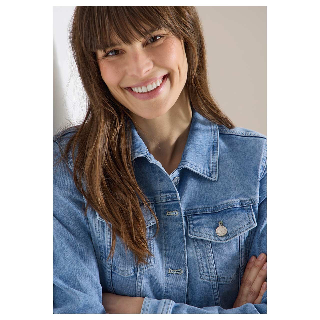 Damen Jeansjacke von Cecil in Hellblau verwaschen, Vorderansicht