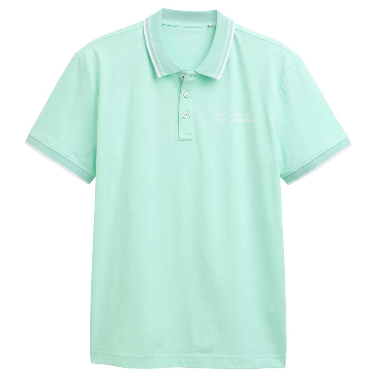 Tom Tailor Herren Basic Jersey Poloshirt bright mint green