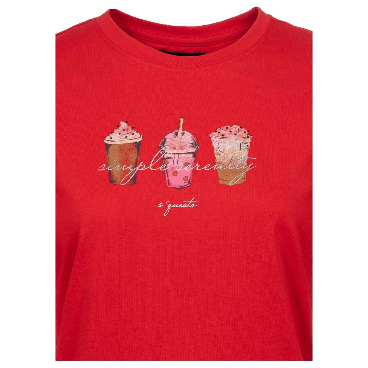 Damen T-Shirt von Soquesto in Rot mit Print, Detailansicht von vorne