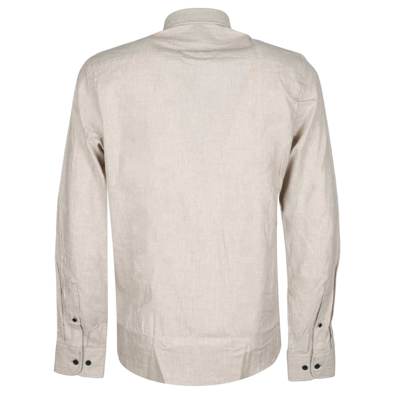 Herren Langarm Hemd von Casa Moda in Hellbeige meliert, Rückansicht