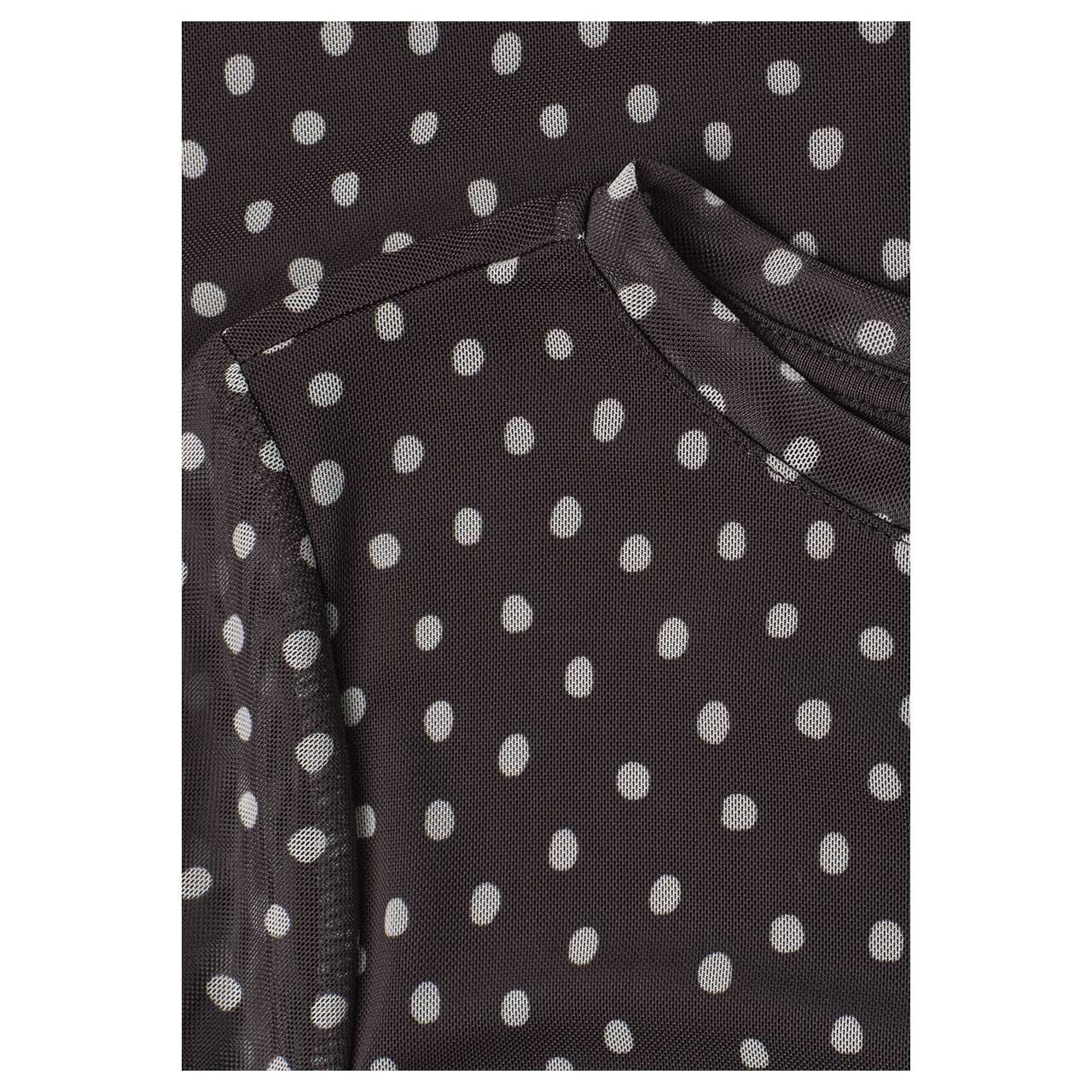 Damen 3/4 Arm Shirt Printed Mesh von Street One in Dunkelbraun mit Print, Detailansicht Material