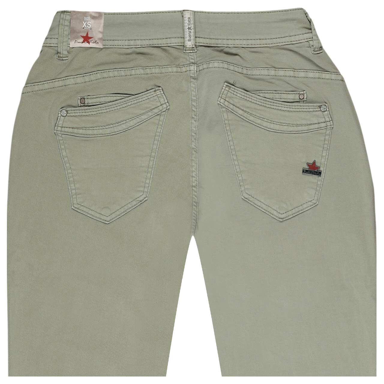 Damen Ankle Baumwollhose Malibu Cropped Summer Twill von Buena Vista in Salbeigrün, detaillierte Rückansicht